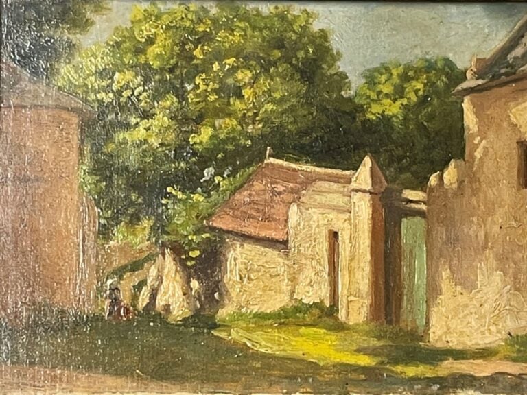 ÉCOLE du XXème siècle - Paysage - Huile sur panneau marouflée sur toile; manque…