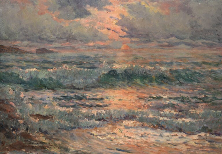 Édouard CREMIEUX (1856-1944) - Bord de mer agité - Huile sur panneau - Signé en…