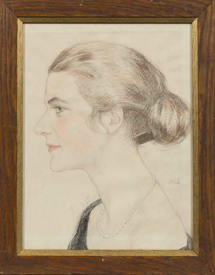 Emil ORLIK (1870-1932) - Portrait d'une jeune femme - Crayon, fusain et crayons…