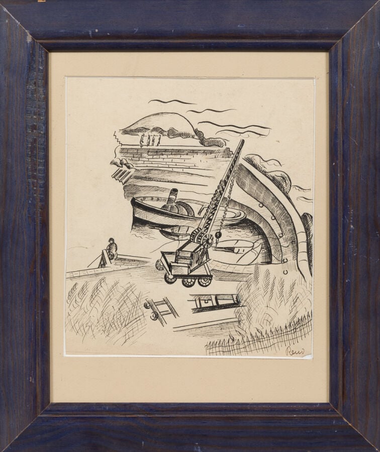 IRÈNE RÉNO (1884-1953) IRENA HASSENBERG DIT - Port - Encre sur papier, signée «…