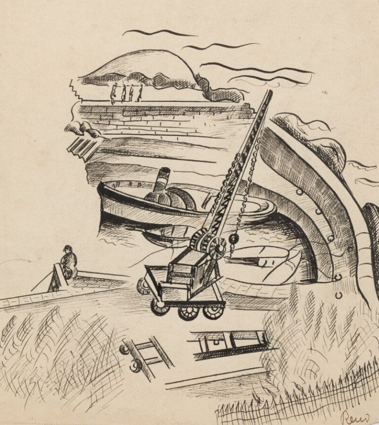 IRÈNE RÉNO (1884-1953) IRENA HASSENBERG DIT - Port - Encre sur papier, signée «…