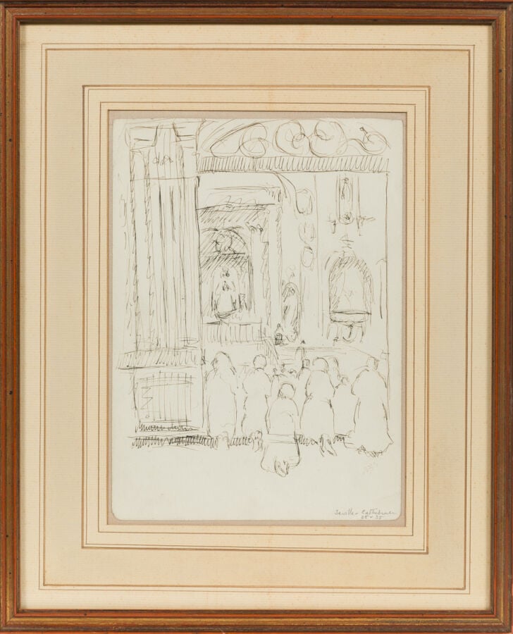 IRÈNE RÉNO (1884-1953) IRENA HASSENBERG DIT - Prière dans la cathédrale de Sévi…