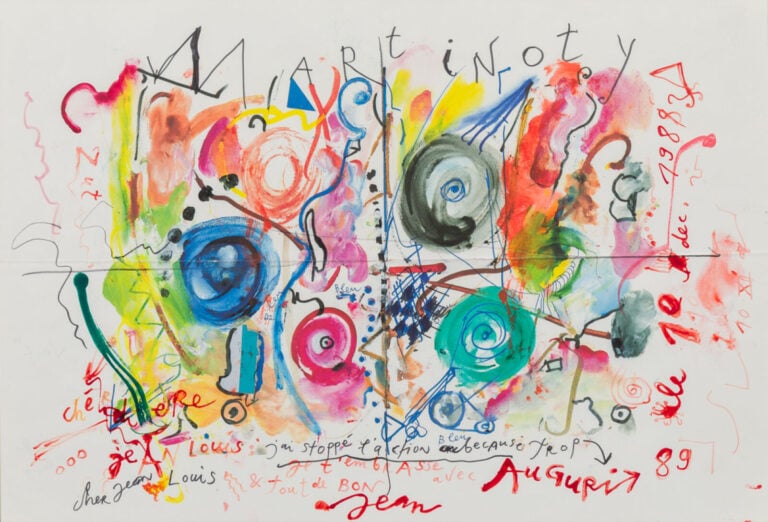 JEAN TINGUELY (1925-1991) - Composition - Encre et feutre sur offset, traces de…