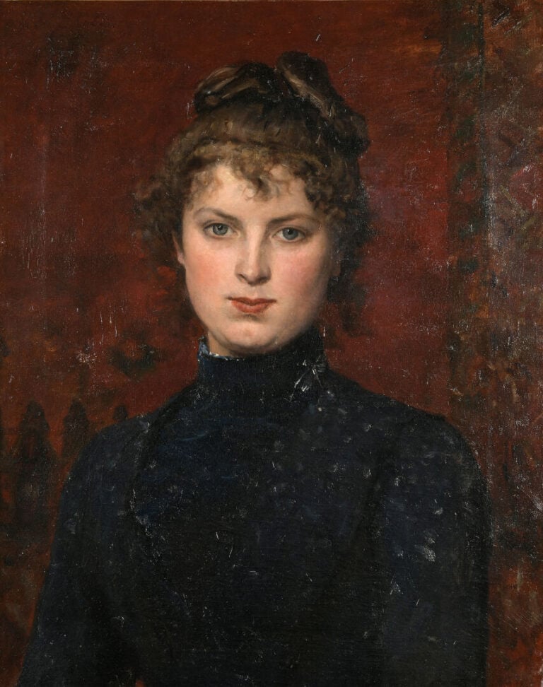 Jules BRETON (1827-1906) - Portrait d'Elodie, nièce de l'artiste - Huile sur to…