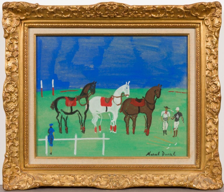 MARCEL DUVAL (1890-1985) - Les joueurs de polo - Gouache sur carton, cachet d'a…