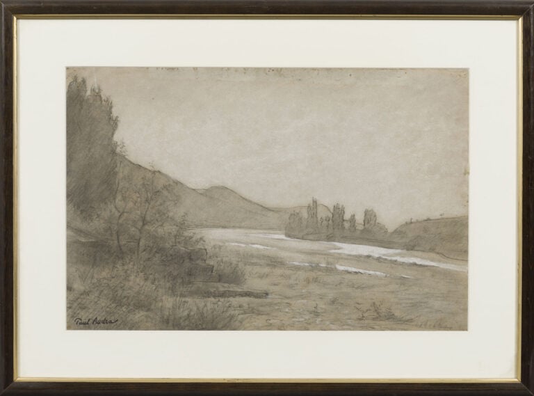 PAUL AUDRA (1869-1948) - Paysage; Paysage - Deux crayons et fusains sur papiers…