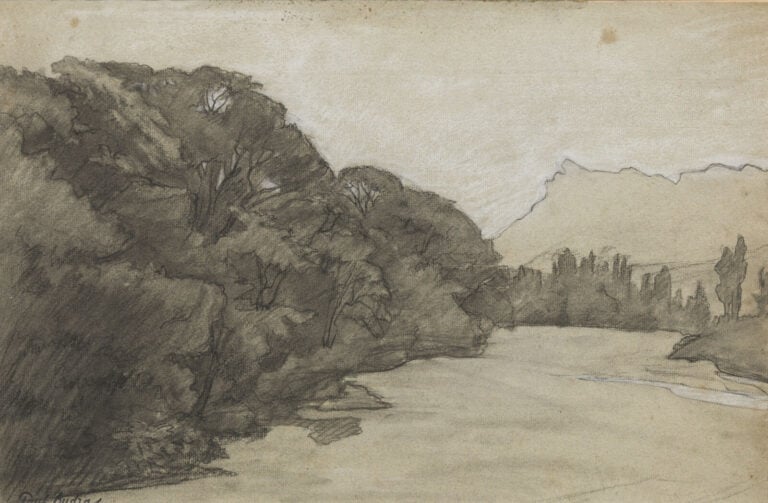 PAUL AUDRA (1869-1948) - Paysage; Paysage - Deux crayons et fusains sur papiers…