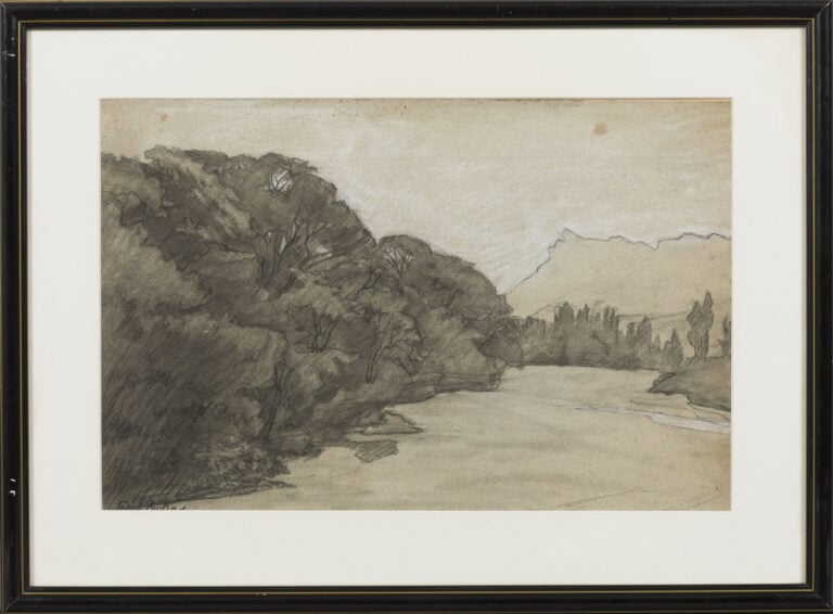 PAUL AUDRA (1869-1948) - Paysage; Paysage - Deux crayons et fusains sur papiers…