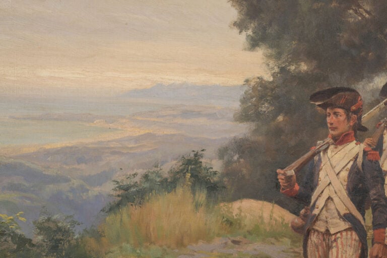 Pierre COMBA (1859-1934) - L'arrivée d'un escadron révolutionnaire sur la grand…