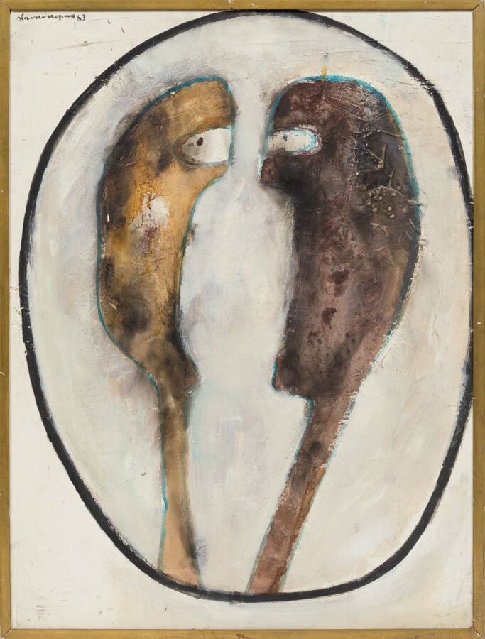 SLAVKO KOPAČ (1913-1995) - Deux visages de profil, 1963 (CR98) - Peinture vinyl…