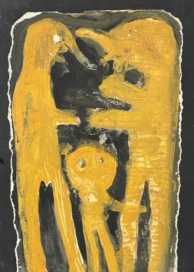 SLAVKO KOPAČ (1913-1995) - Famille des éléphants, 1963 (CR 317) - Gouache sur p…