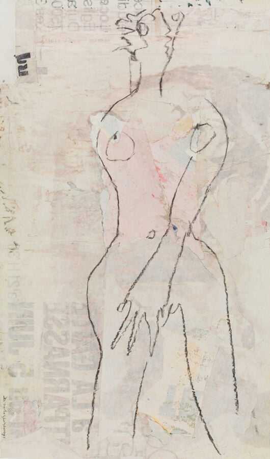 SLAVKO KOPAČ (1913-1995) - Femme nue sur le fond rose, 1985 - Peinture vinyliqu…