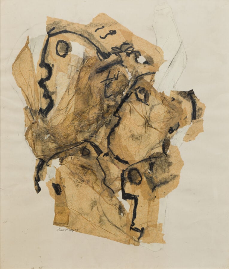 SLAVKO KOPAČ (1913-1995) - Groupe de têtes (Profils), 1985 (CR 140) - Fusain, c…