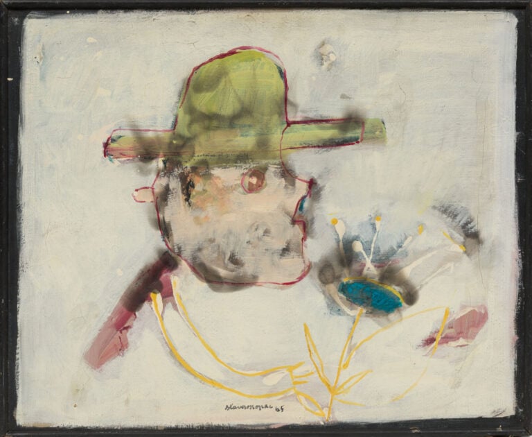 SLAVKO KOPAČ (1913-1995) - Homme à la fleur, 1965 (CR7) - Huile sur toile, sign…