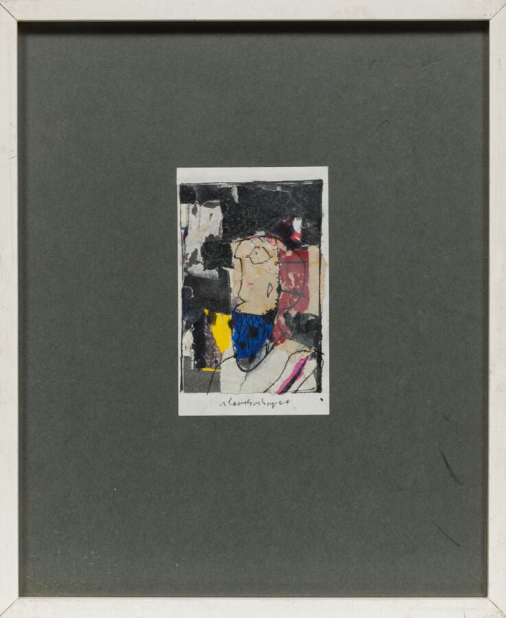 SLAVKO KOPAČ (1913-1995) - Homme de profil, 1978. (CR292) - Stylo bille, collag…