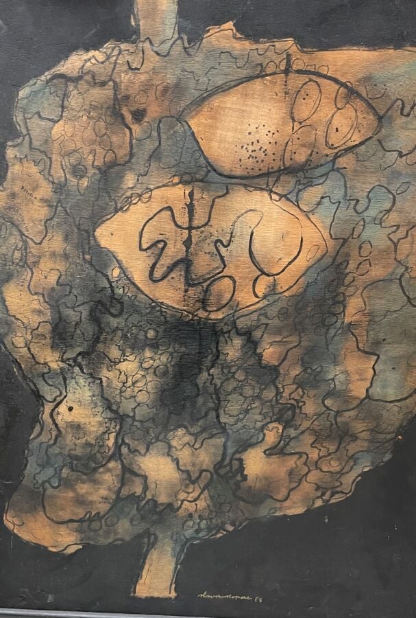 SLAVKO KOPAČ (1913-1995) - L'arbre 2. 1967. (CR 157) - Peinture vinylique et te…