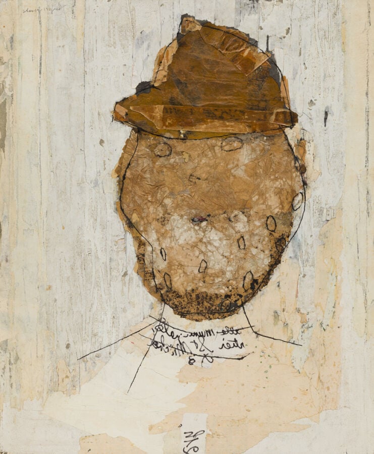 SLAVKO KOPAČ (1913-1995) - Paysan du Danube,1980. - Peinture vinylique, collage…