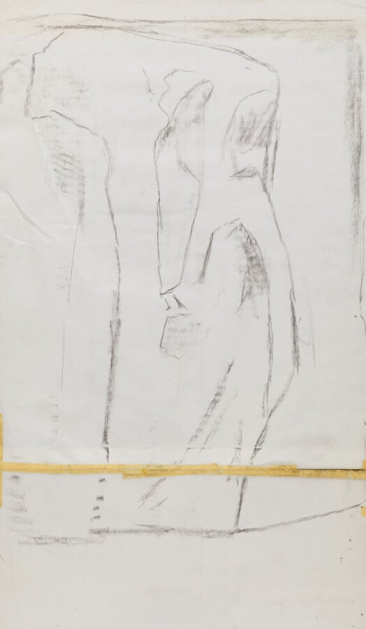 SLAVKO KOPAČ (1913-1995) - Personnage (CR 355) - Fusain sur 2 morceaux de papie…