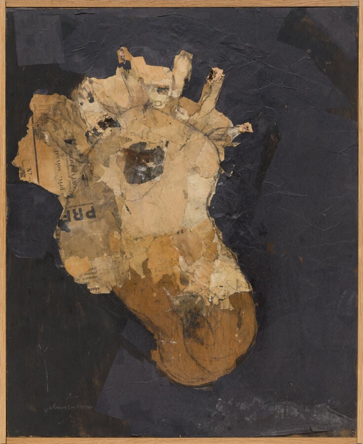 SLAVKO KOPAČ (1913-1995) - Tête de cheval 1991 (CR266) - Collage et fusain sur…