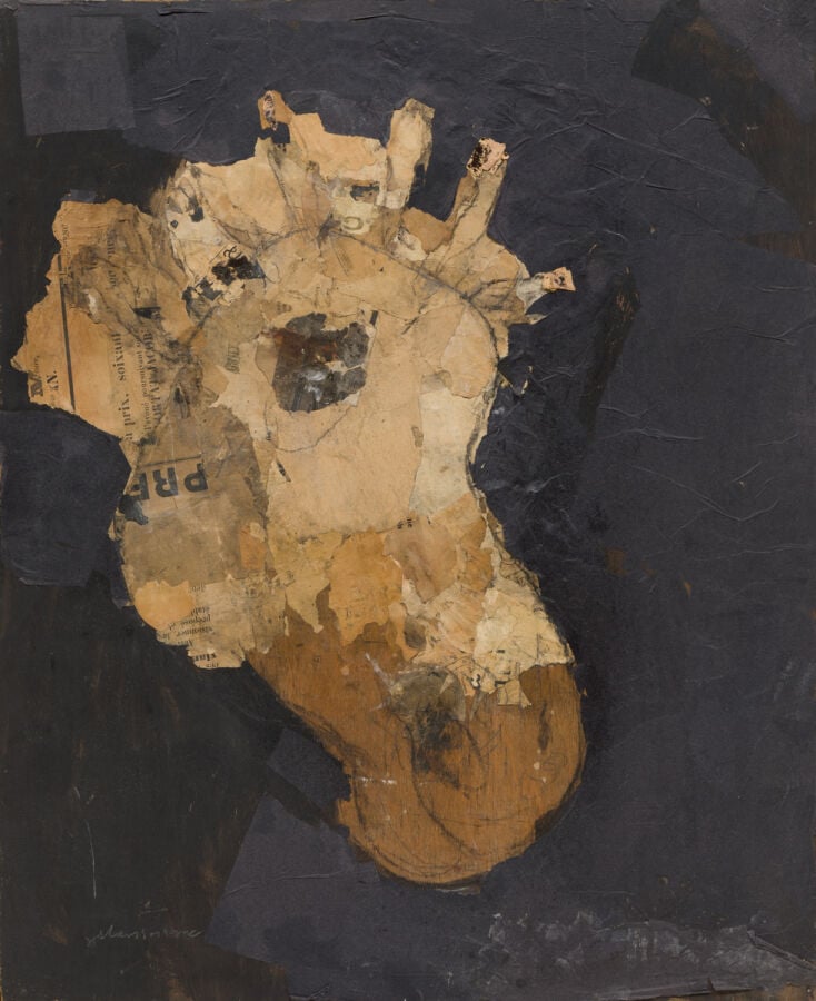 SLAVKO KOPAČ (1913-1995) - Tête de cheval 1991 (CR266) - Collage et fusain sur…