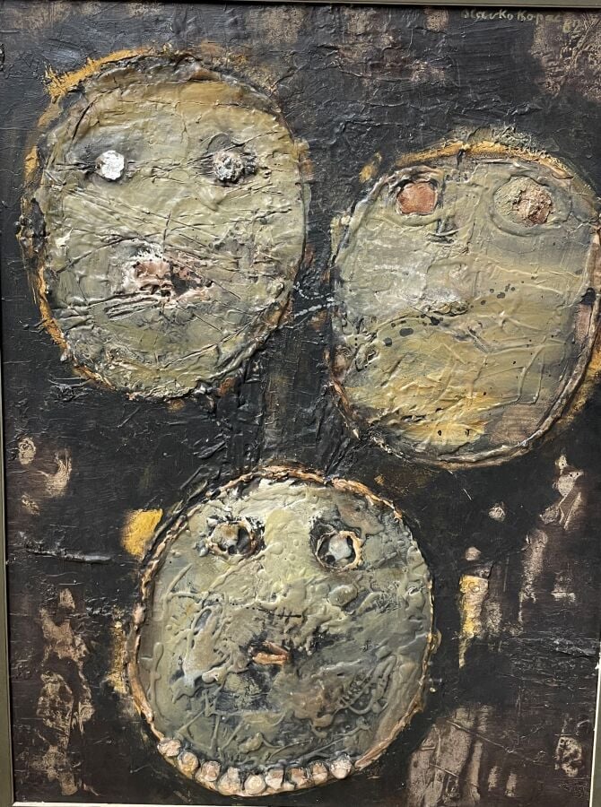 SLAVKO KOPAČ (1913-1995) - Trois têtes, 1962 (CR 100) - Peinture vinylique et t…