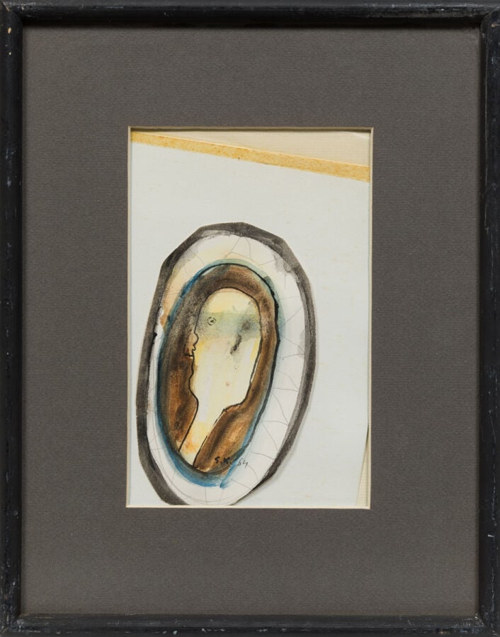 SLAVKO KOPAČ (1913-1995) - Visage, 1964 - Aquarelle et encre sur papier, fixé s…
