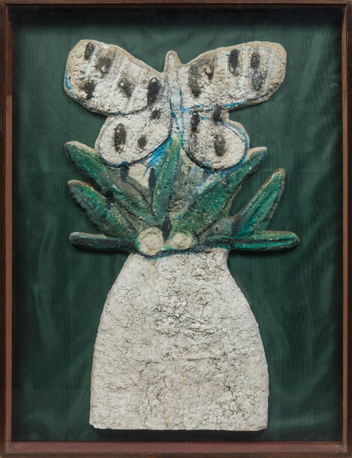 SLAVKO KOPAC. - Composition au papillon. - Papier mâché contrecollé sur contrep…
