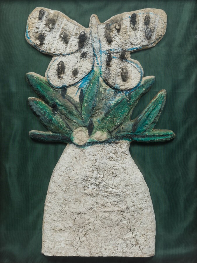 SLAVKO KOPAC. - Composition au papillon. - Papier mâché contrecollé sur contrep…