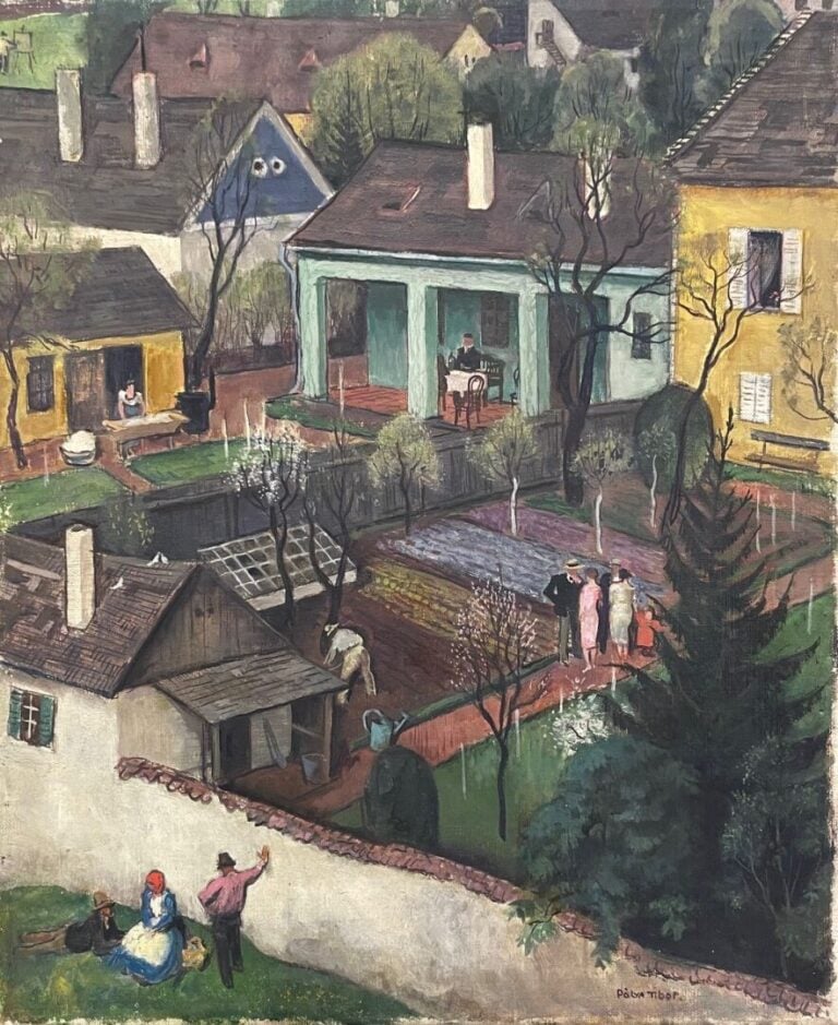Tibor POLYA (1886-1937) - Scène animée dans un jardin - Huile sur toile - Signé…