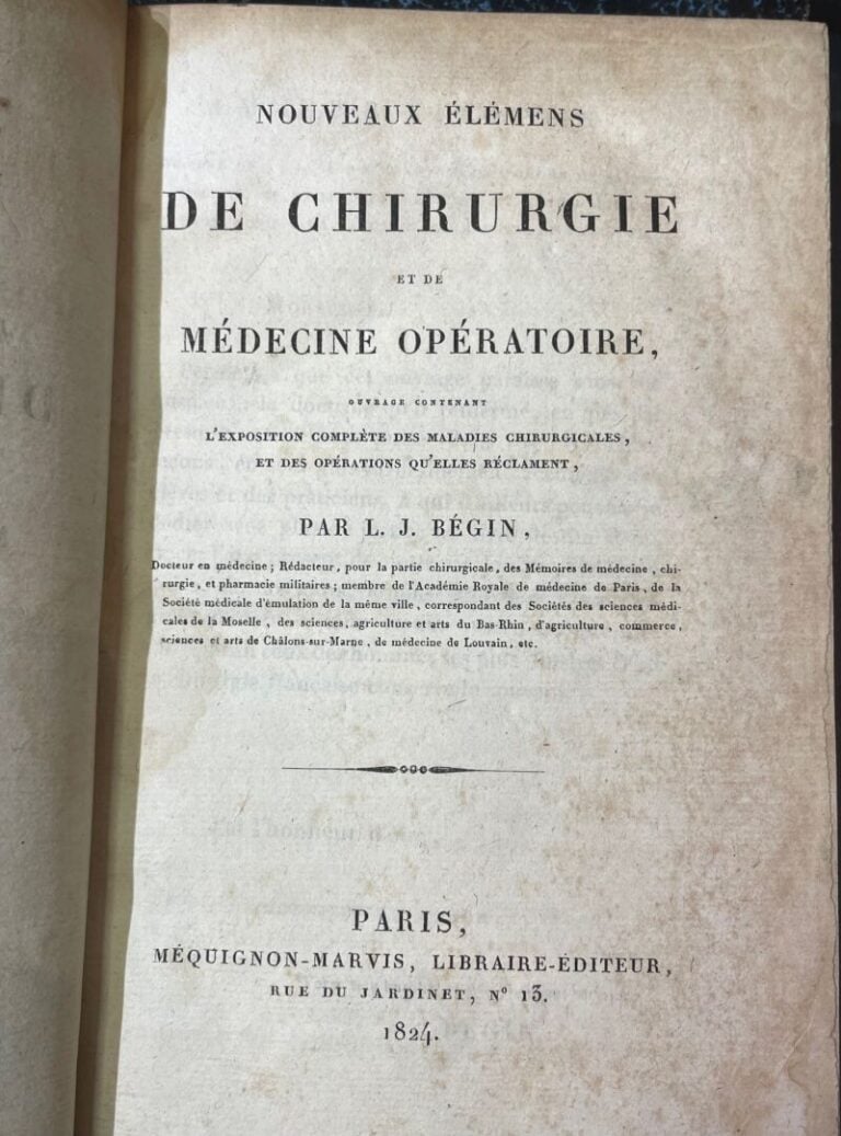 TOURTELLE (Etienne) : - Eléments d'hygiène ou l'influence des choses physiques…