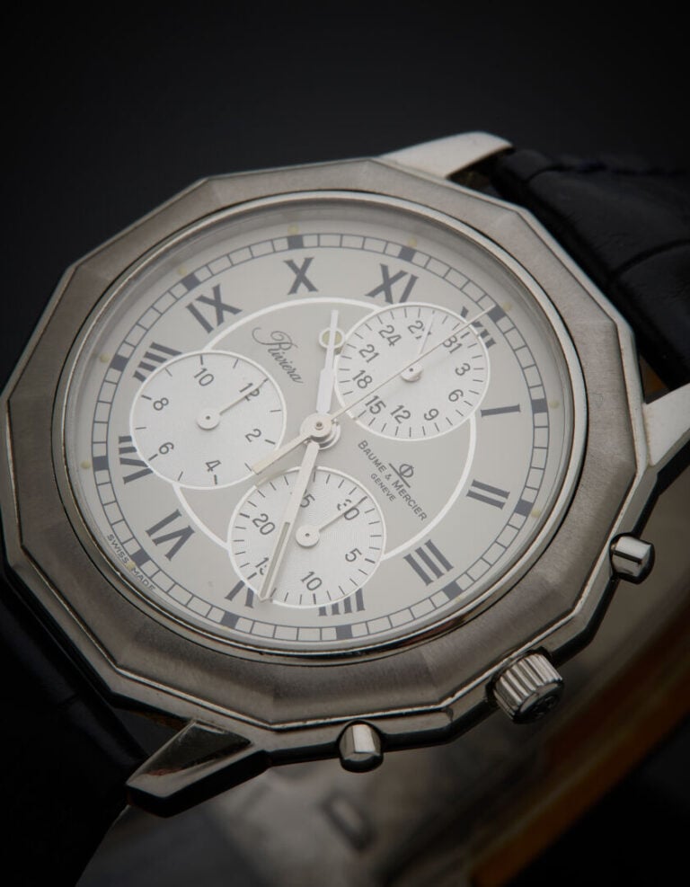 BAUME & MERCIER - BRACELET MONTRE de dame, modèle "Riviera", en acier. Cadran b…