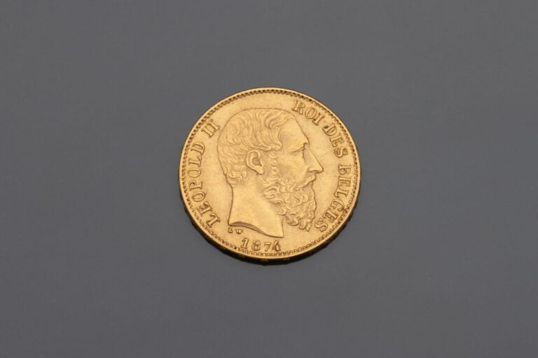 BELGIQUE - 1 pièce or 20 francs 1874 - Poids : 6.4 g