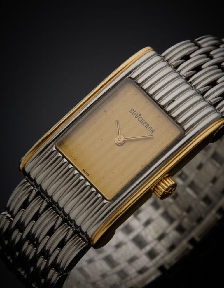 BOUCHERON - BRACELET MONTRE rectangulaire de dame, modèle "Reflet", en acier et…