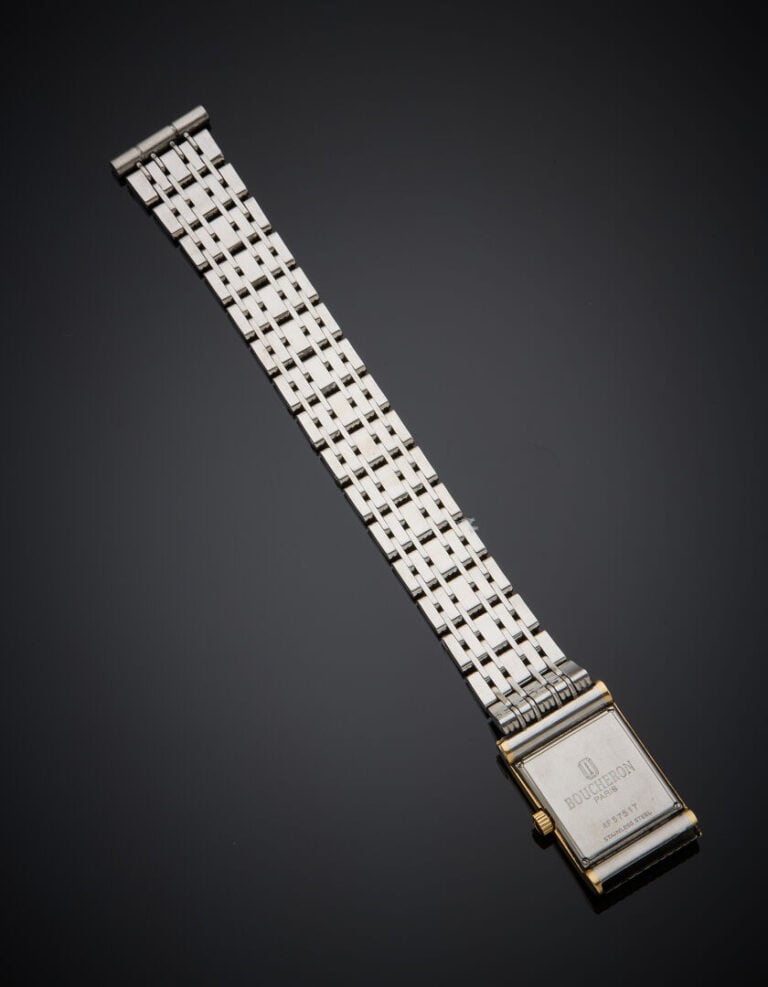 BOUCHERON - BRACELET MONTRE rectangulaire de dame, modèle "Reflet", en acier et…