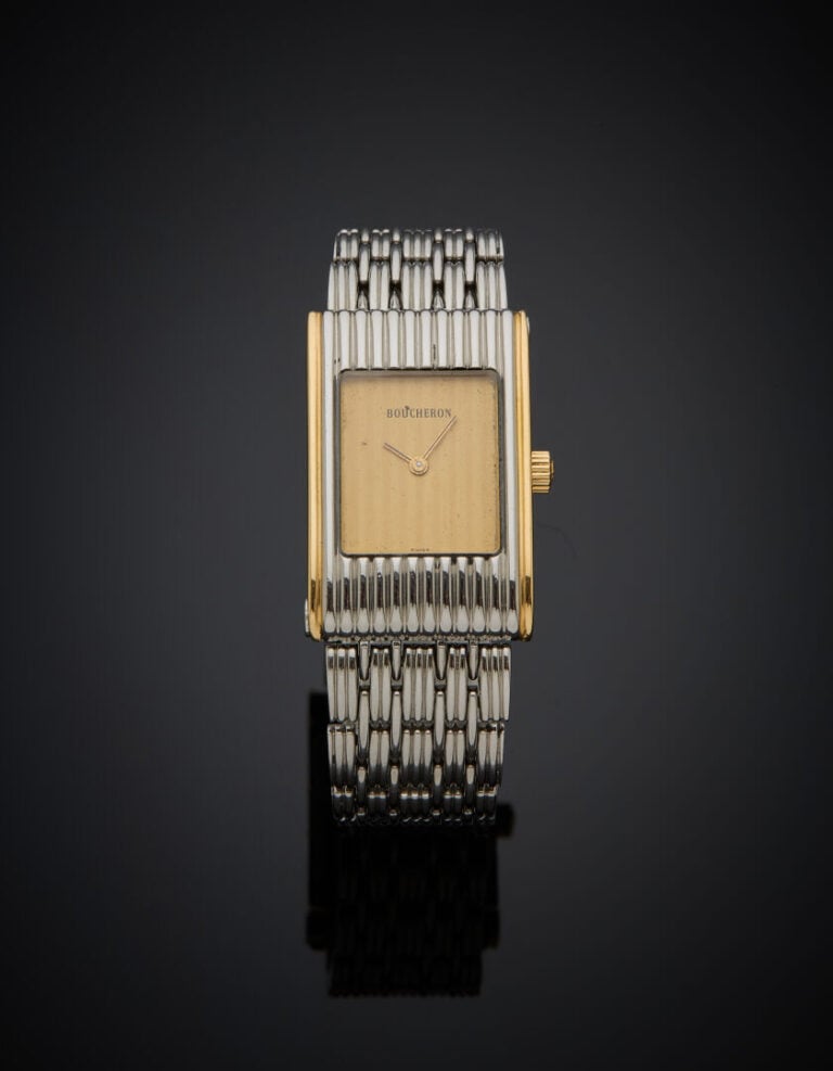BOUCHERON - BRACELET MONTRE rectangulaire de dame, modèle "Reflet", en acier et…