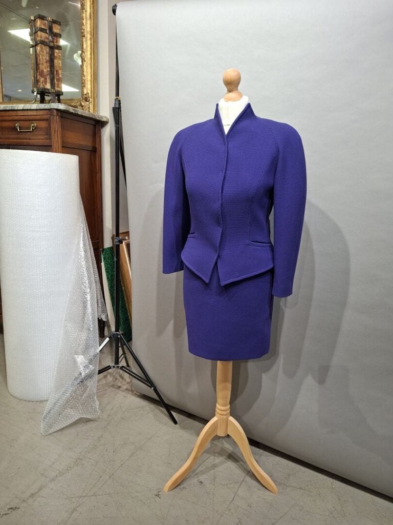 CHRISTIAN LACROIX Prêt-à-porter - Tailleur jupe en laine, bleu marine - Taille…