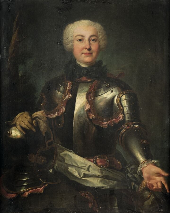 Ecole FRANCAISE vers 1730, entourage de Louis TOCQUE - Portrait d'homme en armu…
