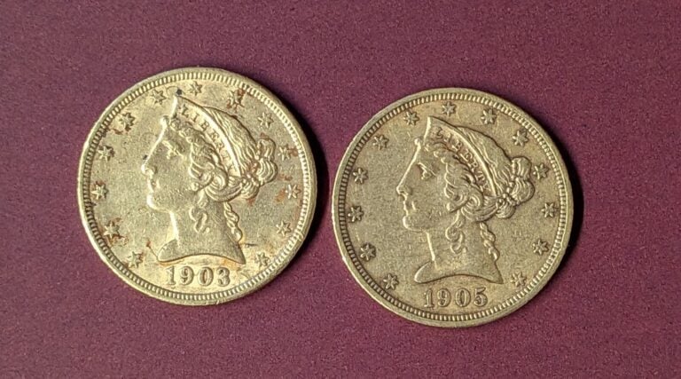 Ensemble de deux pièces de 5 Dollars or Half Eagle (2x1903) - Poids net : 16.5…