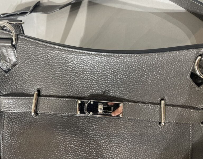 HERMES, circa 2009 - Sac "Jypsière 34" en cuir togo étain anthracite, anse band…