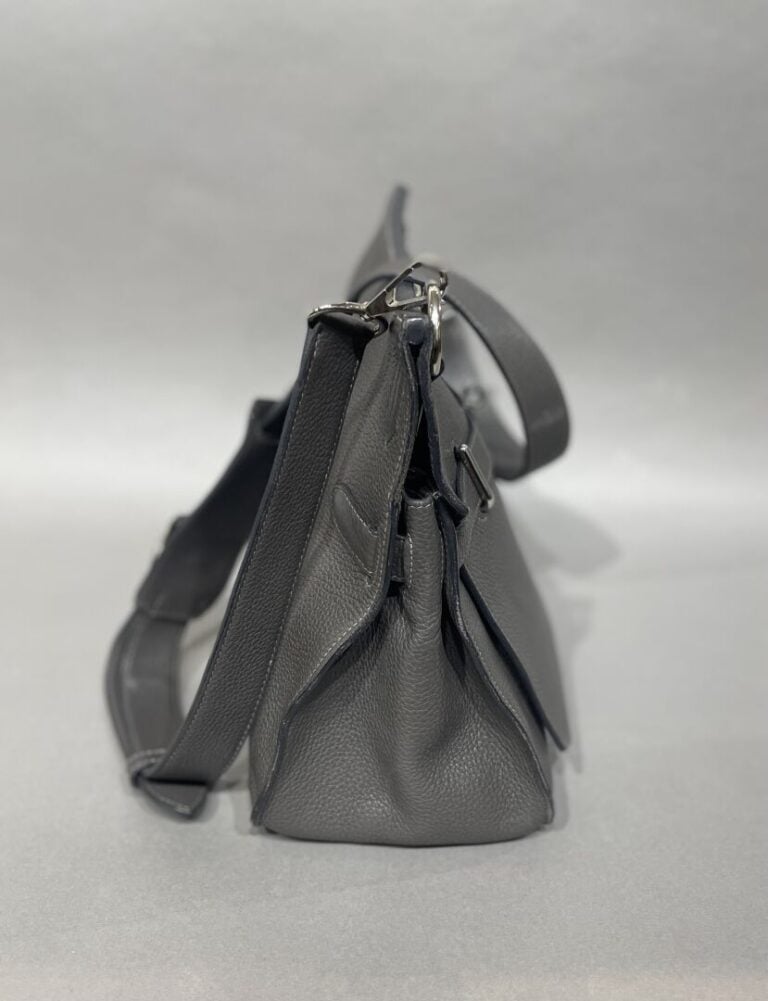 HERMES, circa 2009 - Sac "Jypsière 34" en cuir togo étain anthracite, anse band…