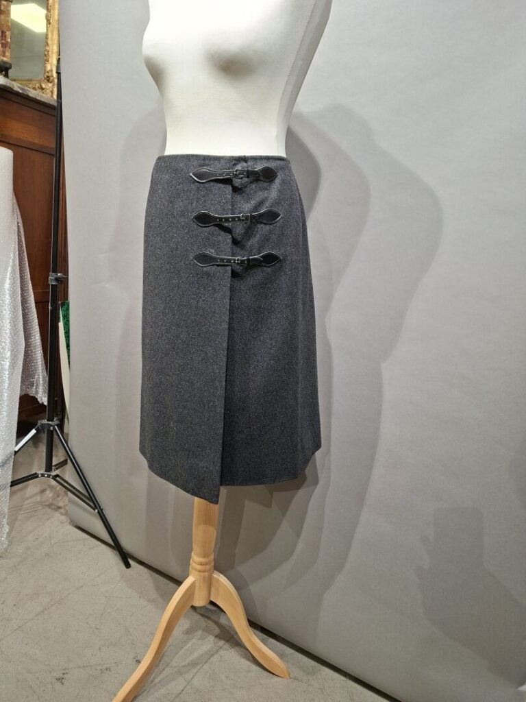 HERMES Sport - Jupe en lainage gris - Taille 40