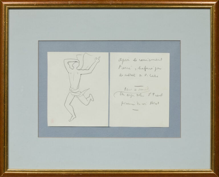 Jean COCTEAU (1889-1963) - Danseur - Fusain sur papier, cachet de monogramme e…