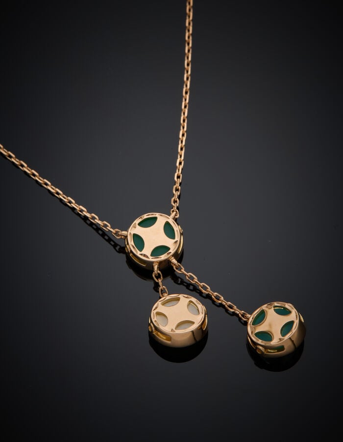 KORLOFF/ JE PLAY - COLLIER Saint Petersbourg "3 ronds" en or rose (750 ‰), diam…
