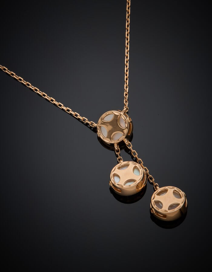 KORLOFF/ JE PLAY - COLLIER Saint Petersbourg "3 ronds" en or rose (750 ‰), diam…