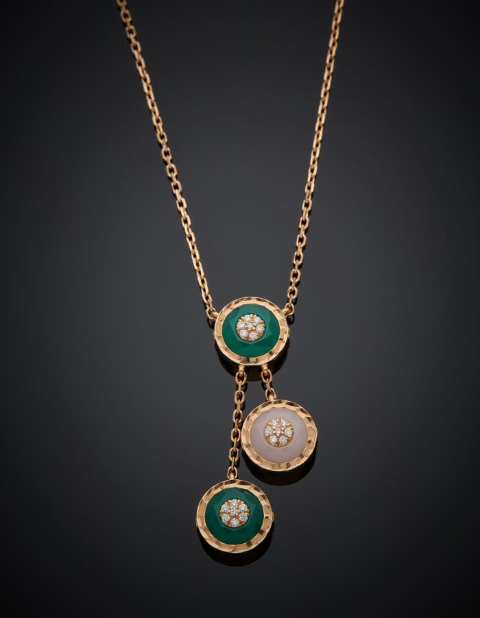 KORLOFF/ JE PLAY /modèle Saint Petersbourg - COLLIER "3 ronds" en or rose (750…