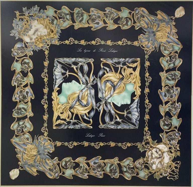 LALIQUE - Foulard - Encadré - 82 x 86 cm (à vue)