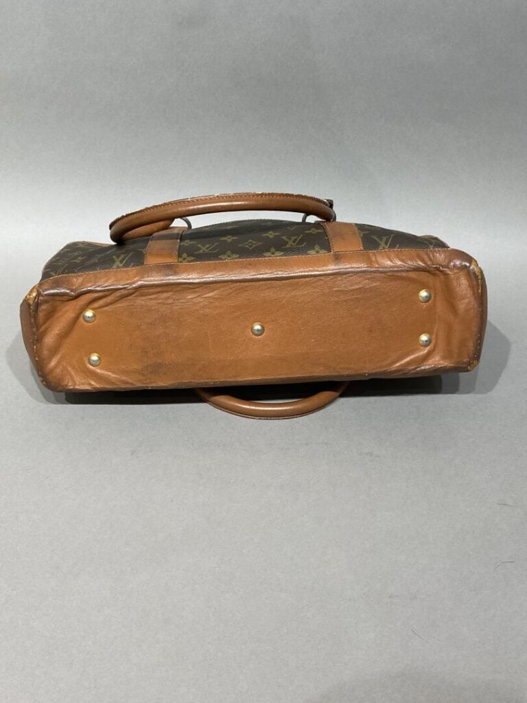 LOUIS VUITTON - Sac cabas en toile monogram et cuir naturel, double anse en cui…