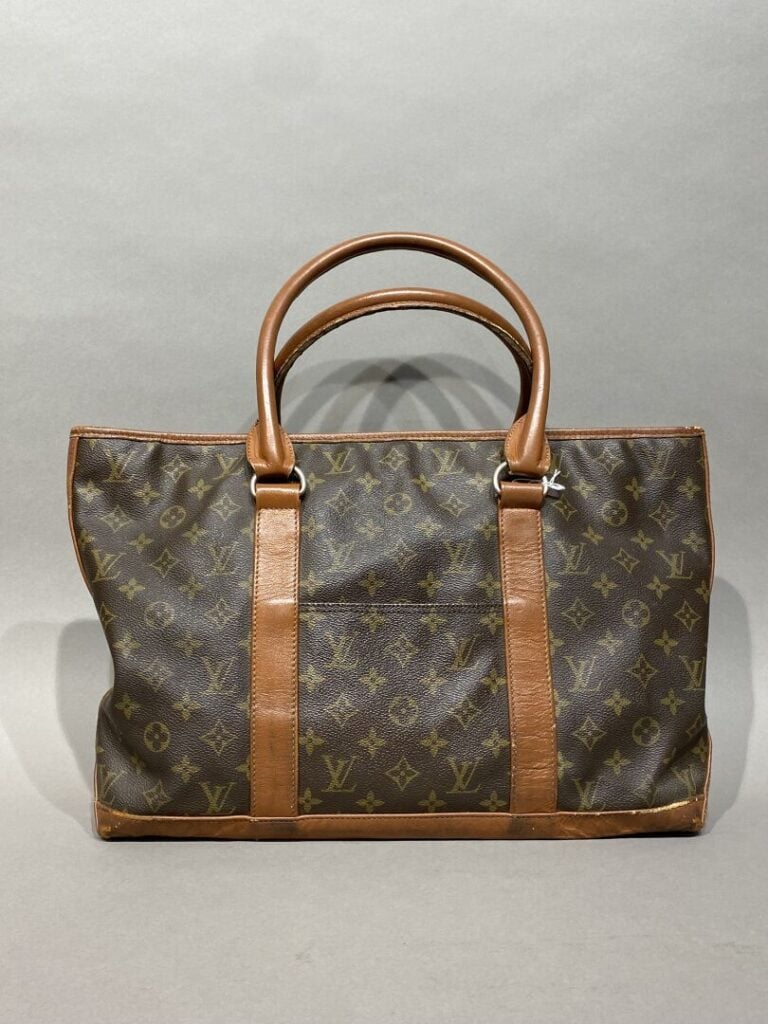 LOUIS VUITTON - Sac cabas en toile monogram et cuir naturel, double anse en cui…