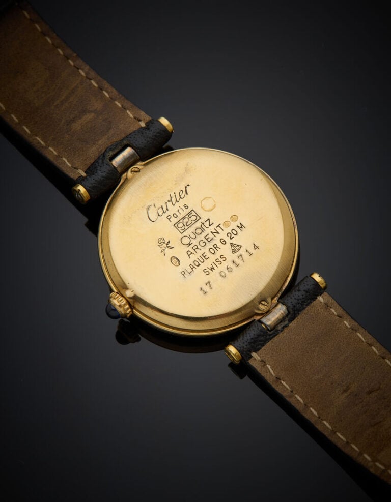 MUST de CARTIER - BRACELET MONTRE modèle "Vendôme" en vermeil (925‰). Cadran no…