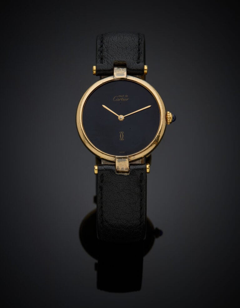 MUST de CARTIER - BRACELET MONTRE modèle "Vendôme" en vermeil (925‰). Cadran no…